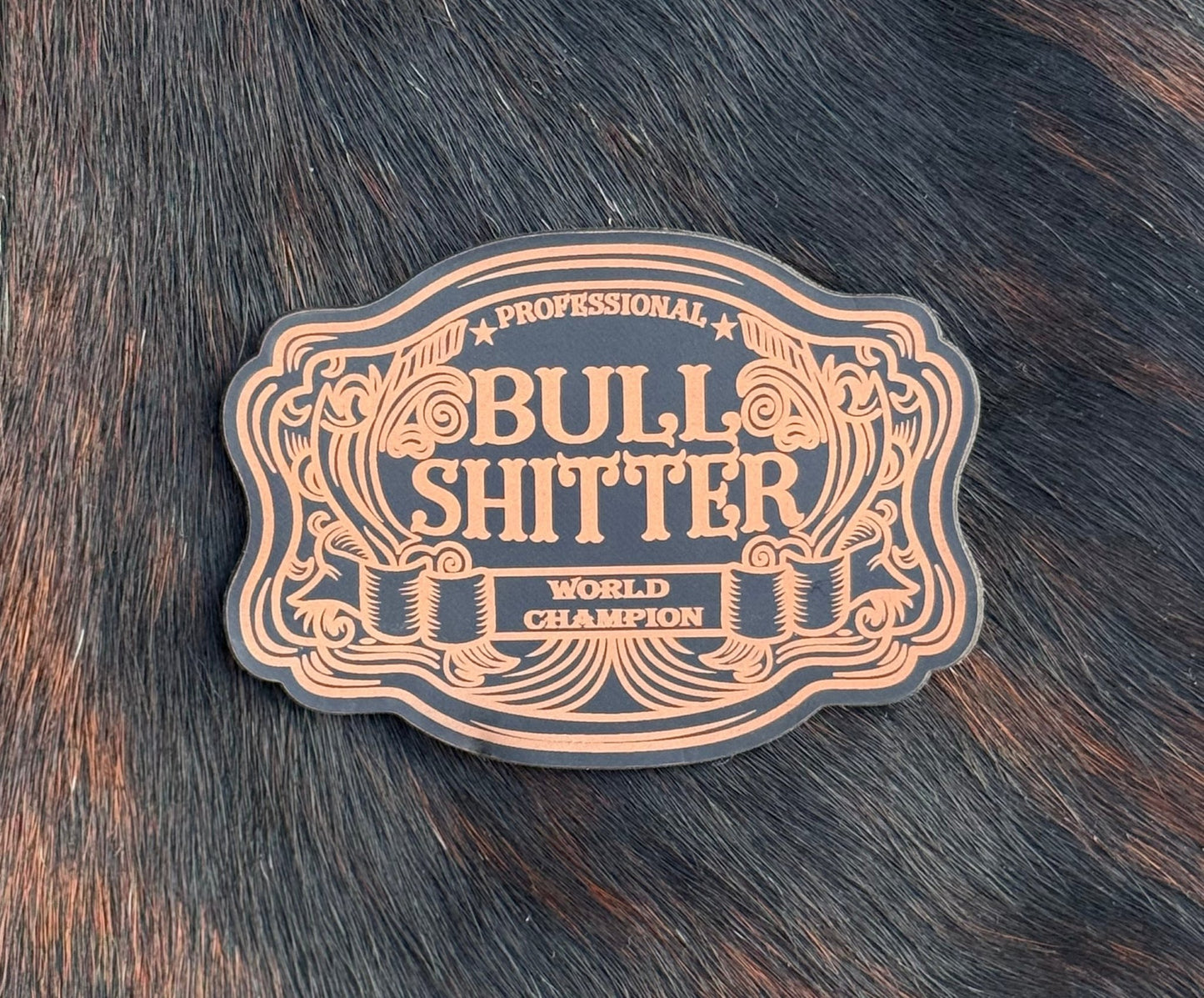 Engraved Professional Bull Shitter World Champion Patch - LoneStar Adhesive