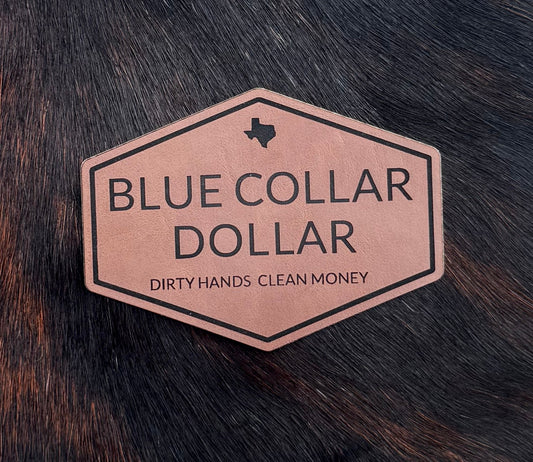 Engraved Texas Blue Collar Dollar Patch - LoneStar Adhesive