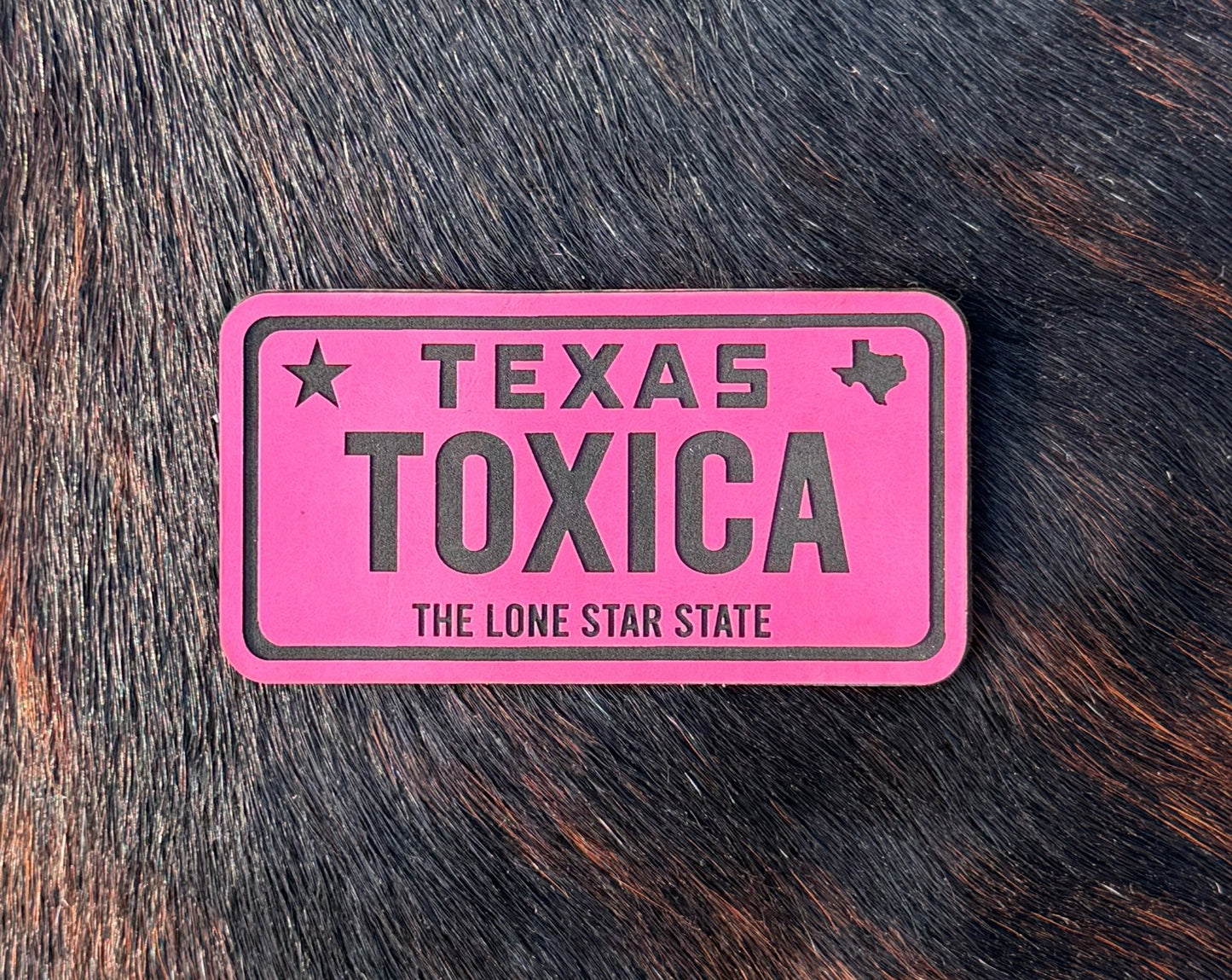 Engraved Toxica Texas License Plate Patch - LoneStar Adhesive