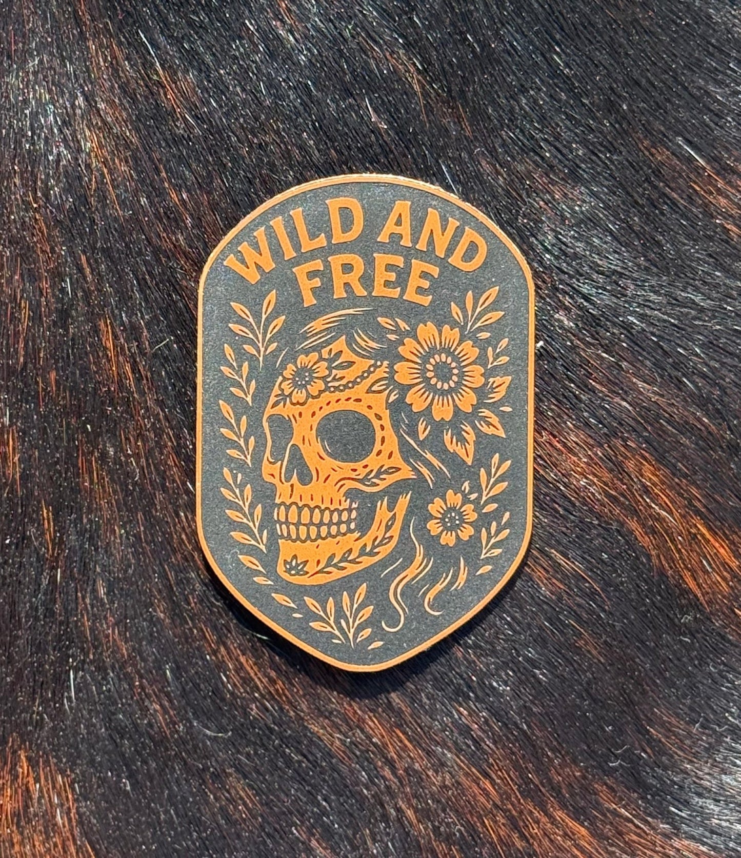 Engraved Wild and Free Skull Patch - LoneStar Adhesive