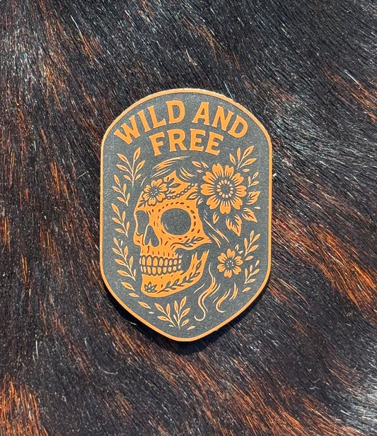 Engraved Wild and Free Skull Patch - LoneStar Adhesive