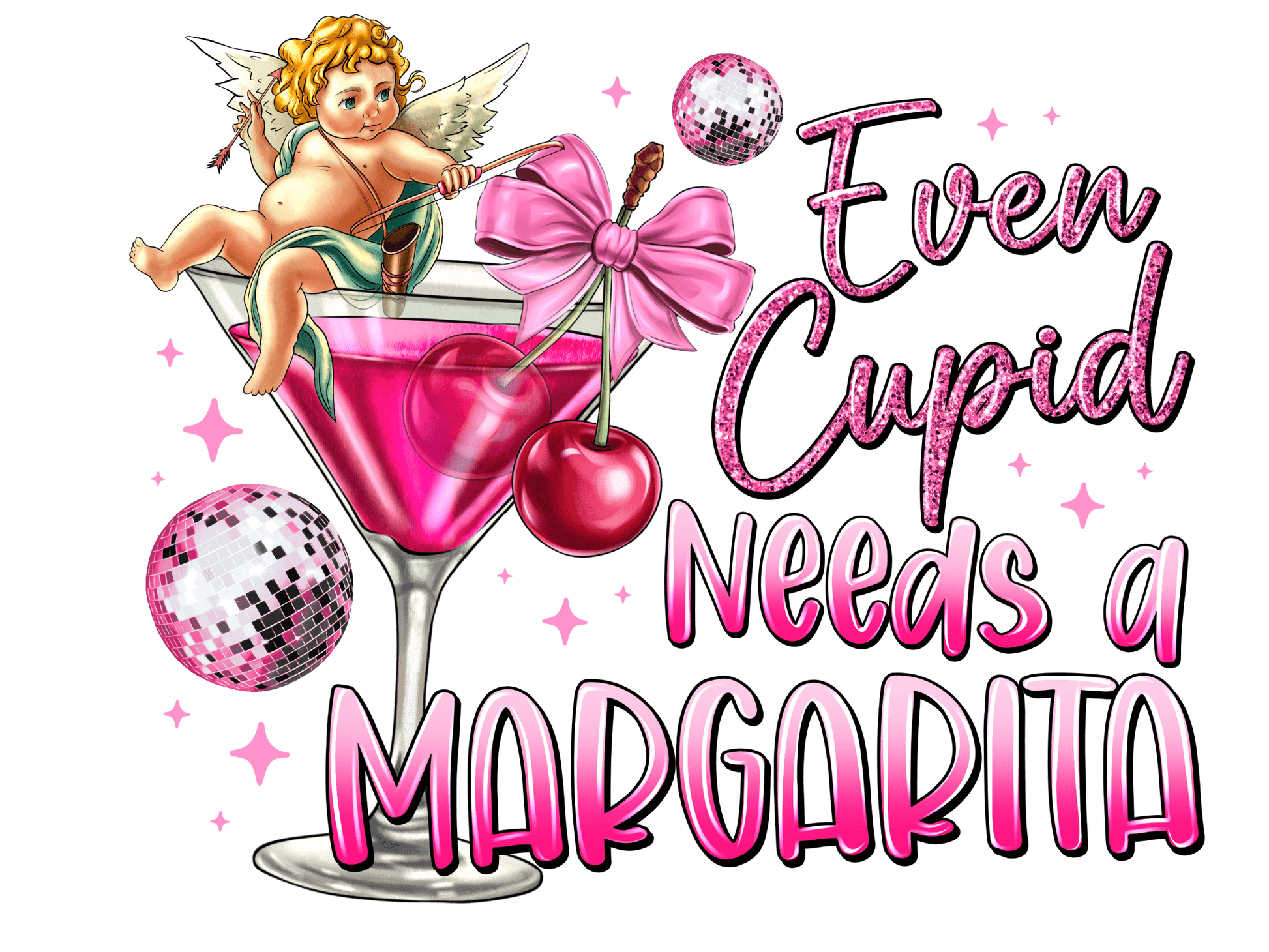 "Even Cupid Needs a Margarita 2" DTF TRANSFER - #LoneStar Adhesive#