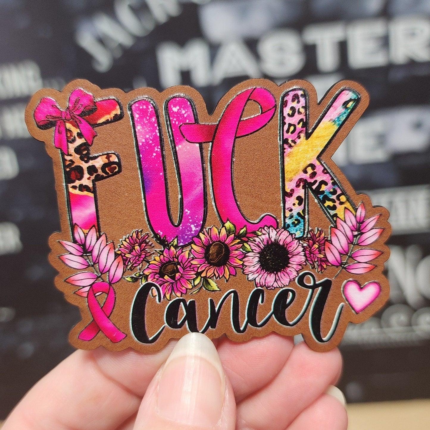 F Cancer UV Printed Leatherette Hat Patch - MR01 - LoneStar Adhesive