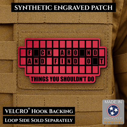 FAFO Game Show Funny Morale Patch | Made in USA | VELCRO® Brand Hook Backing - LoneStar Adhesive