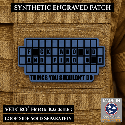 FAFO Game Show Funny Morale Patch | Made in USA | VELCRO® Brand Hook Backing - LoneStar Adhesive