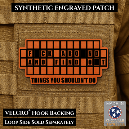 FAFO Game Show Funny Morale Patch | Made in USA | VELCRO® Brand Hook Backing - LoneStar Adhesive