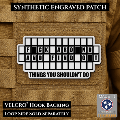 FAFO Game Show Funny Morale Patch | Made in USA | VELCRO® Brand Hook Backing - LoneStar Adhesive