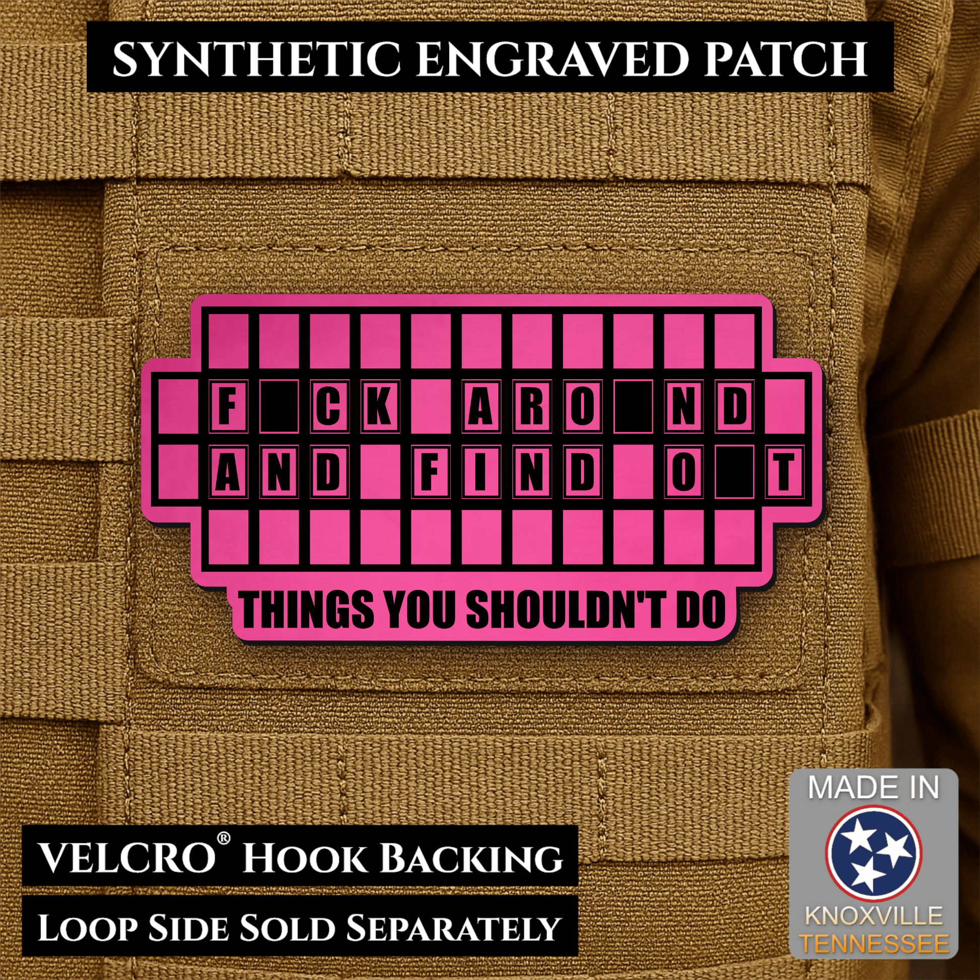 FAFO Game Show Funny Morale Patch | Made in USA | VELCRO® Brand Hook Backing - LoneStar Adhesive