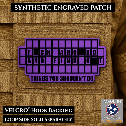 FAFO Game Show Funny Morale Patch | Made in USA | VELCRO® Brand Hook Backing - LoneStar Adhesive