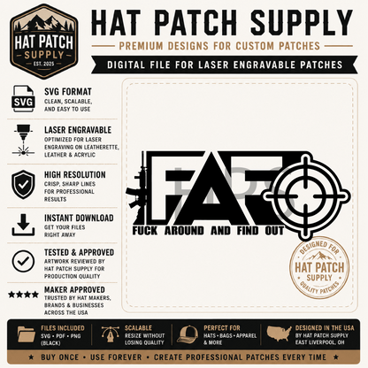 FAFO Hat Patch Bundle | 4 Bold Designs | Digital Files for Laser Engraving - LoneStar Adhesive