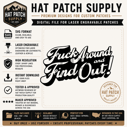 FAFO Hat Patch Bundle | 4 Bold Designs | Digital Files for Laser Engraving - LoneStar Adhesive