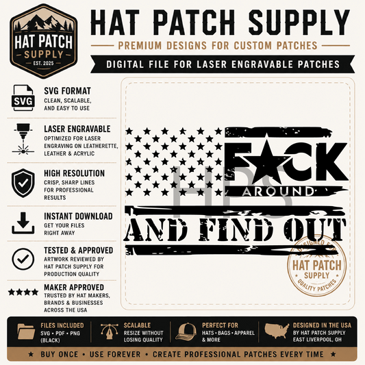 FAFO Hat Patch Bundle | 4 Bold Designs | Digital Files for Laser Engraving - LoneStar Adhesive