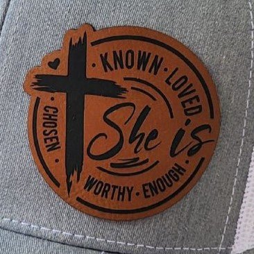 Faith She is Known Engraved Leatherette Hat Patch - MR01 - LoneStar Adhesive