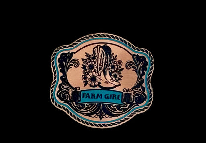 Farm Girl Western Style Acrylic Laser Engraved Hat Patch - LoneStar Adhesive