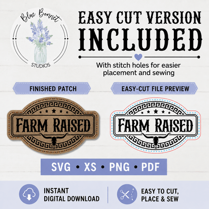 Farm Raised Leatherette Hat Patch Digital File | Easy-Cut SVG, XCS, PNG & PDF - LoneStar Adhesive