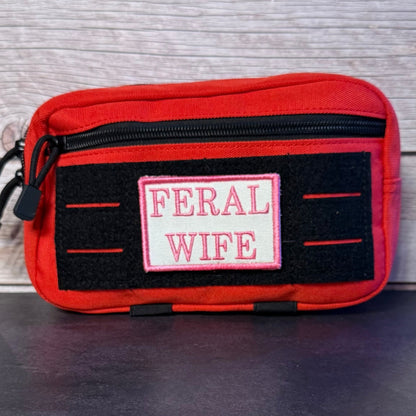 Feral Wife Funny Morale Patch, 2x3" | Made in USA | VELCRO® Brand Hook Backing - LoneStar Adhesive