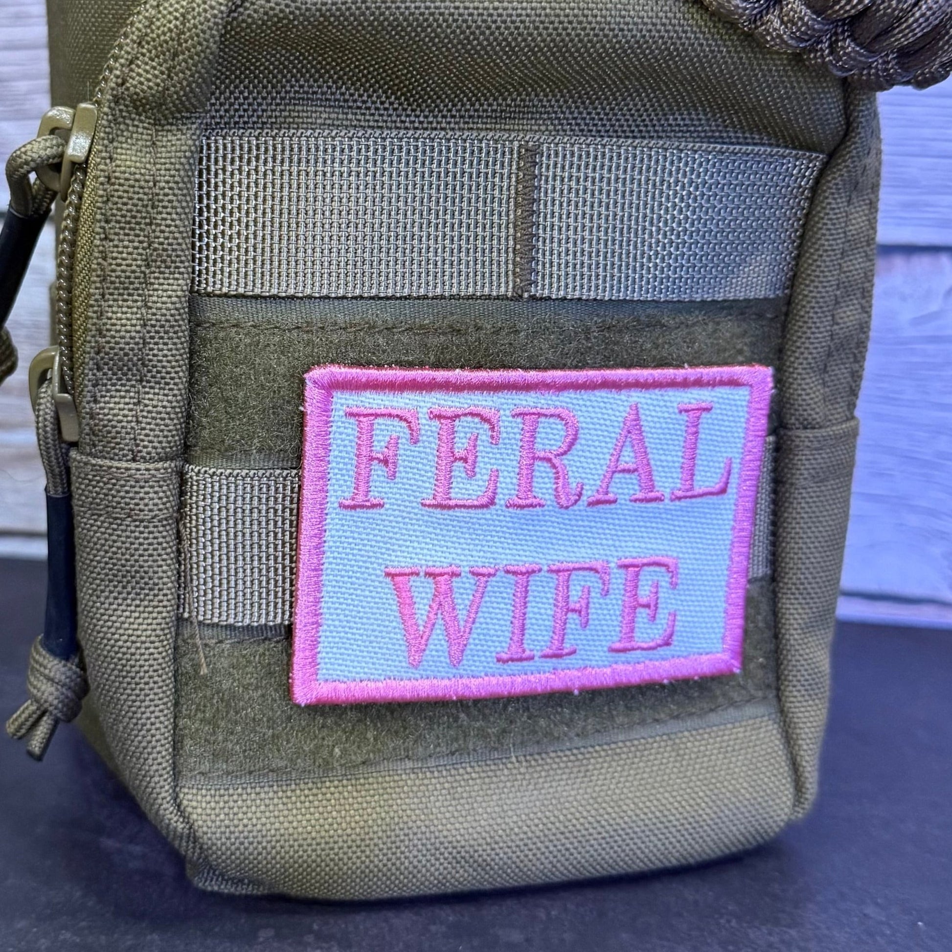 Feral Wife Funny Morale Patch | Made in USA | VELCRO® Brand Hook Backing - LoneStar Adhesive