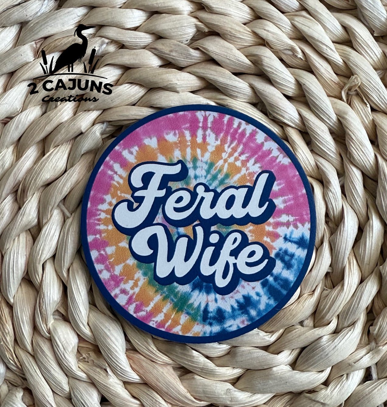 Feral Wife Tie Dye UV Printed Holographic Leatherette Hat Patch - LoneStar Adhesive