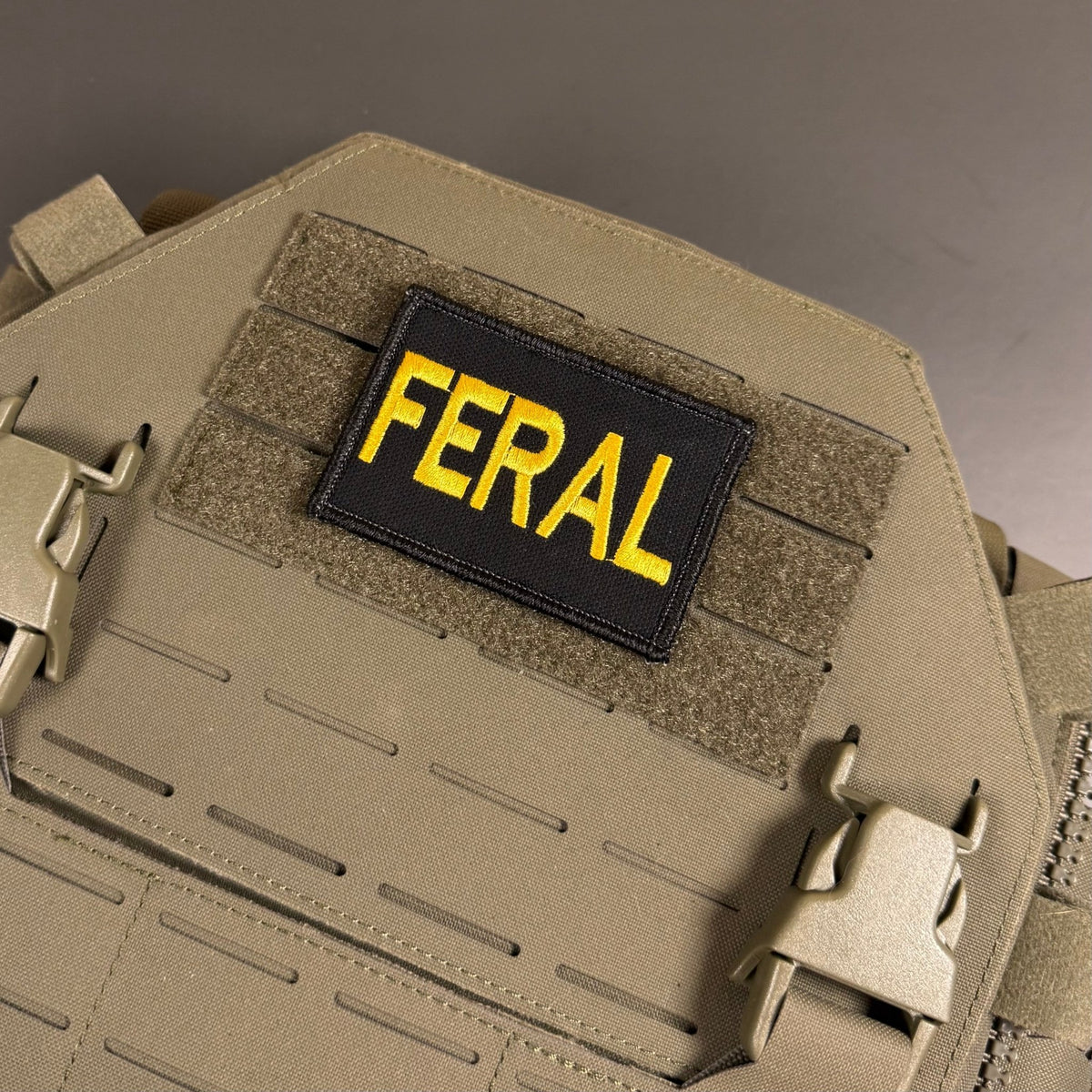 Feral & Wild Funny Morale Patch, 2x3" | Made in USA | VELCRO® Brand Hook Backing - LoneStar Adhesive