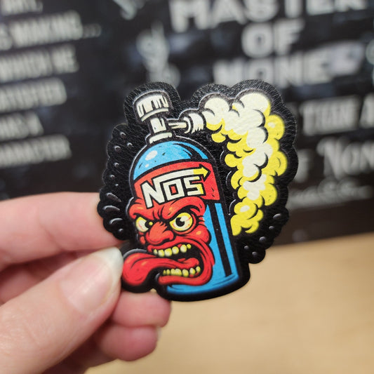 Fiery Nitrous Racing UV Printed Leatherette Hat Patch - MR01 - LoneStar Adhesive