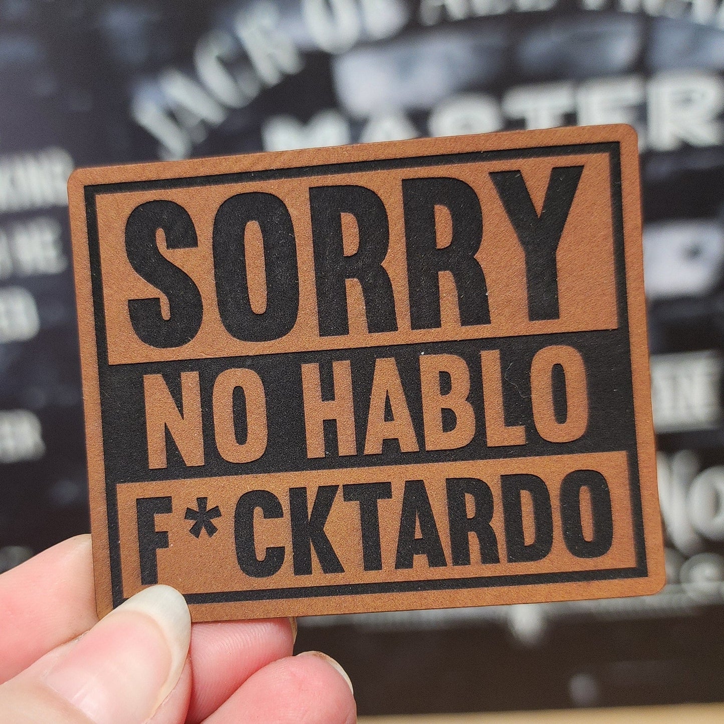 No Hablo (Rawhide) Engraved Leatherette Hat Patch - MR01