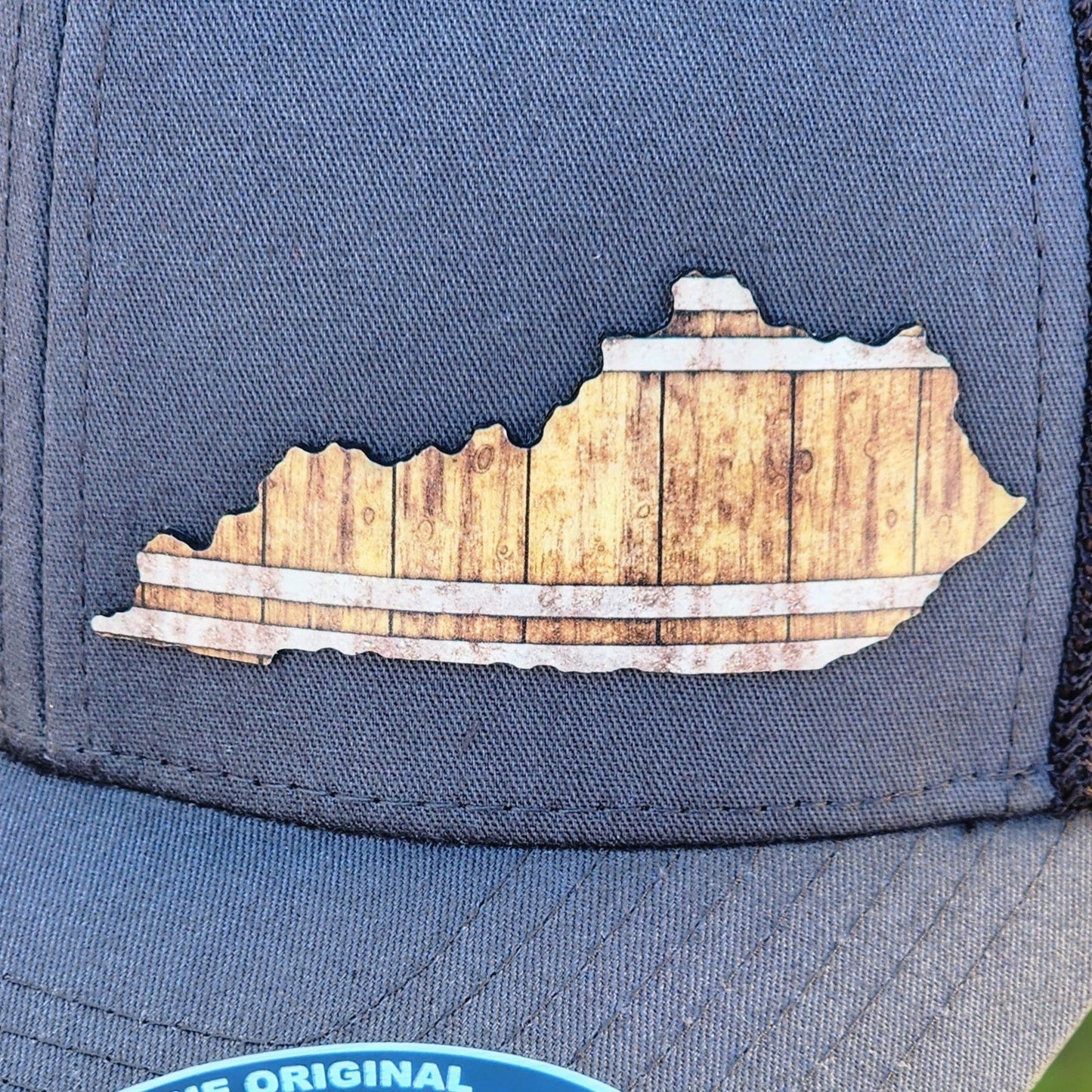 Kentucky State Bourbon Barrel UV Printed Leatherette Hat Patch - MR01