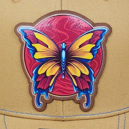 Vibrant Butterfly UV Printed Leatherette Hat Patch - MR01