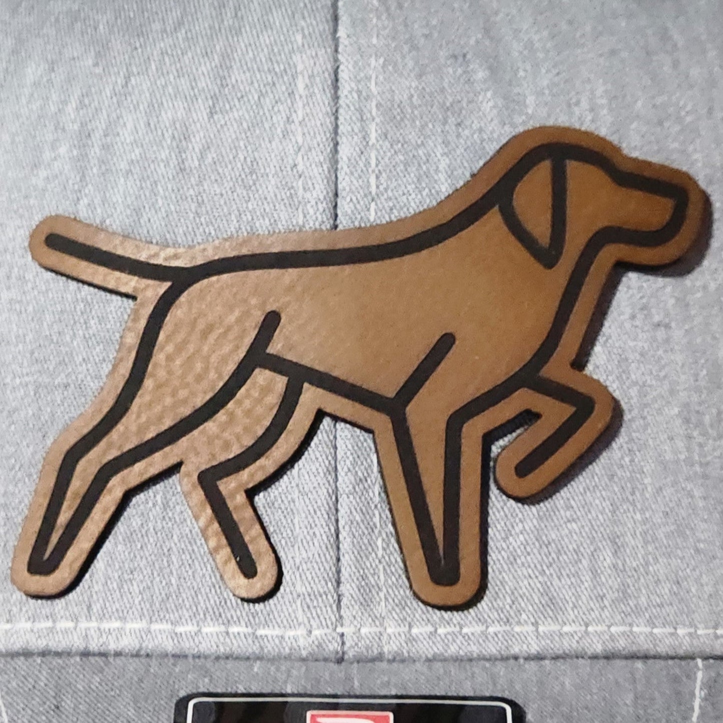 Pointer Running Dog Silhouette Engraved Leatherette Hat Patch - MR01