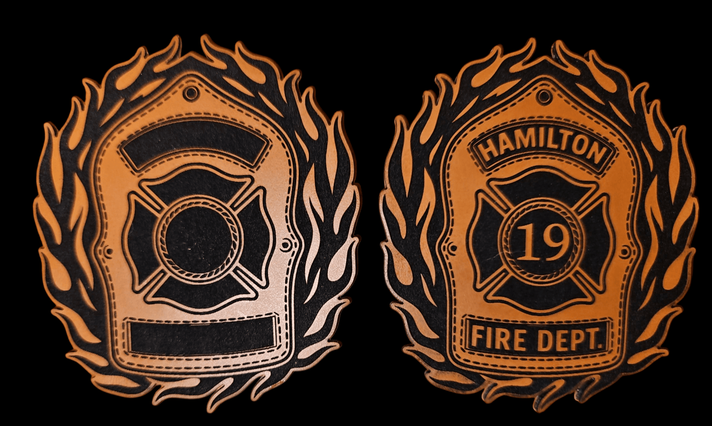 Fire Department Front Shield With Fire Wheel V1 Flames Up - LoneStar Adhesive
