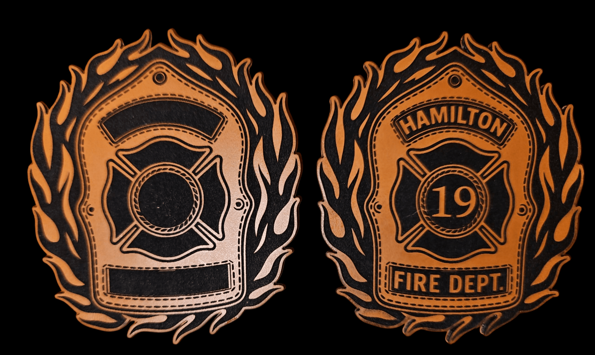 Fire Department Front Shield With Fire Wheel V1 Flames Up - LoneStar Adhesive