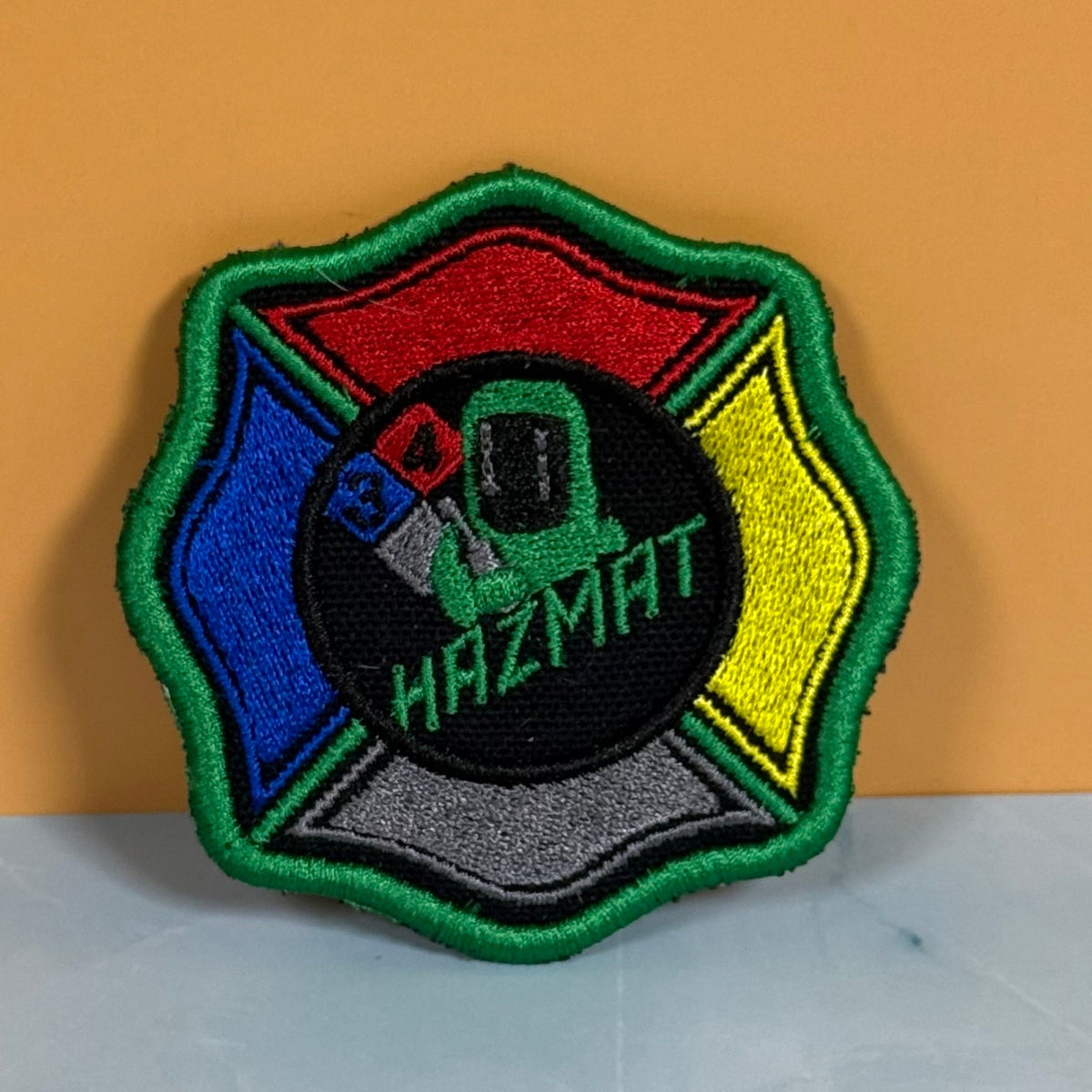 Fire Department Hazardous Materials Team HAZMAT Morale Patch, 3" | Made in USA | VELCRO® Brand Hook Backing - LoneStar Adhesive