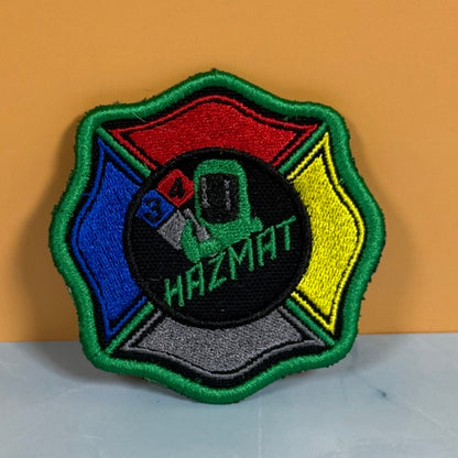 Fire Department Hazardous Materials Team HAZMAT Morale Patch, 3" | Made in USA | VELCRO® Brand Hook Backing - LoneStar Adhesive