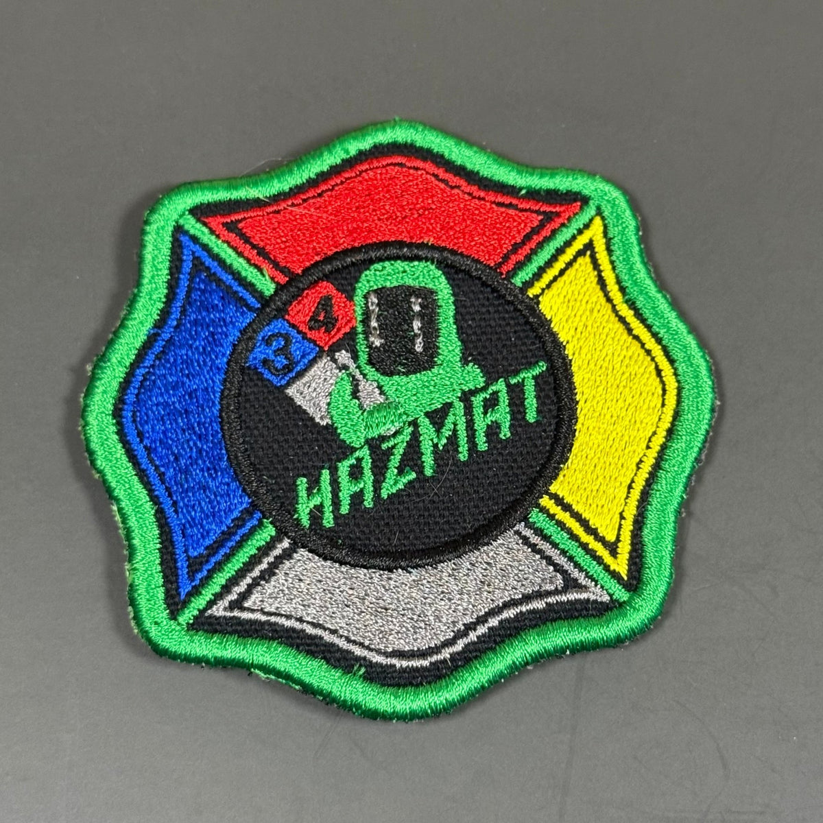 Fire Department Hazardous Materials Team HAZMAT Morale Patch, 3" | Made in USA | VELCRO® Brand Hook Backing - LoneStar Adhesive