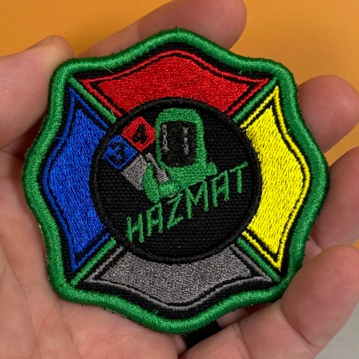 Fire Department Hazardous Materials Team HAZMAT Morale Patch, 3" | Made in USA | VELCRO® Brand Hook Backing - LoneStar Adhesive