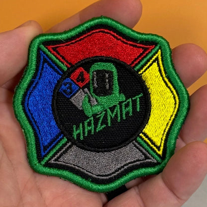 Fire Department Hazardous Materials Team HAZMAT Morale Patch, 3" | Made in USA | VELCRO® Brand Hook Backing - LoneStar Adhesive