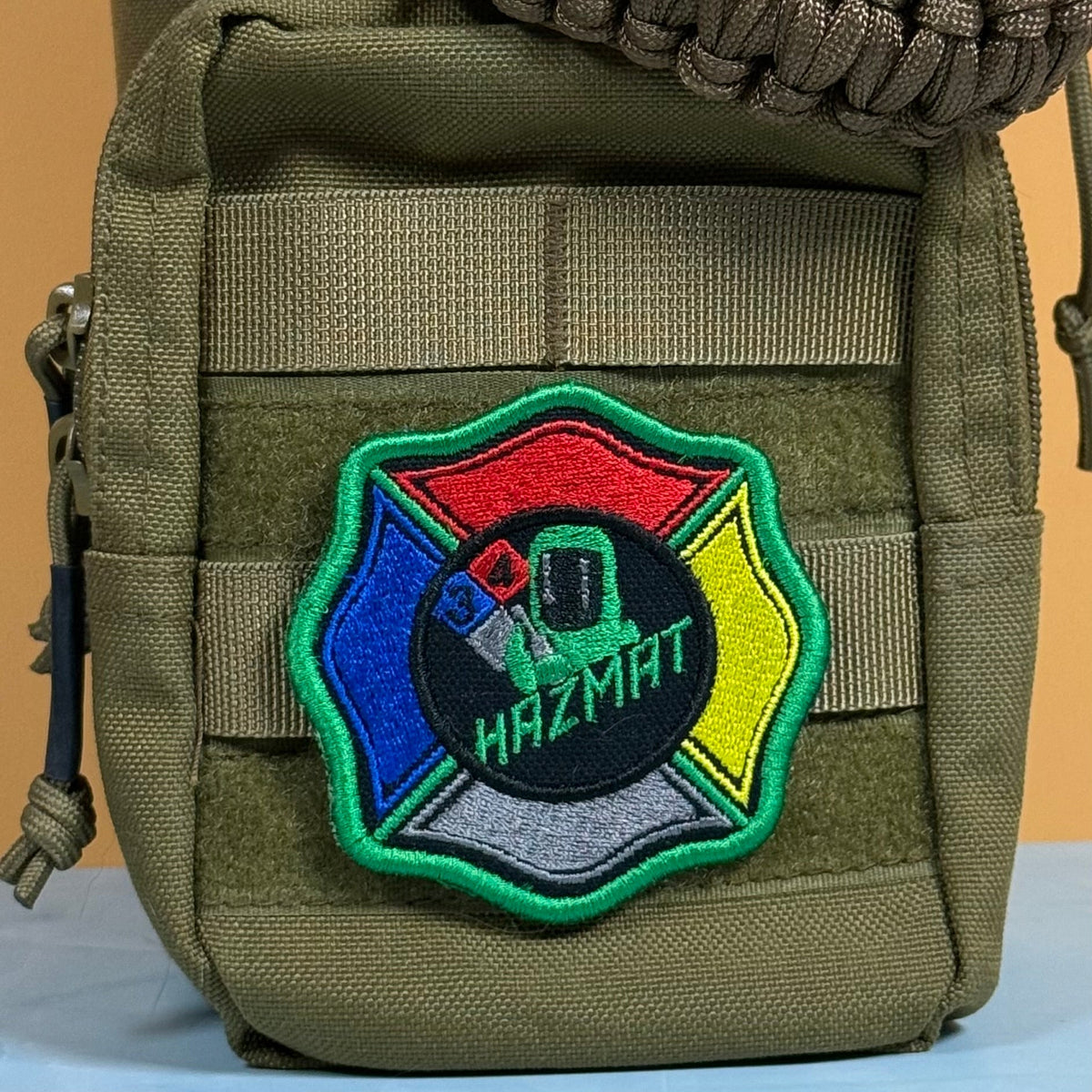 Fire Department Hazardous Materials Team HAZMAT Morale Patch, 3" | Made in USA | VELCRO® Brand Hook Backing - LoneStar Adhesive