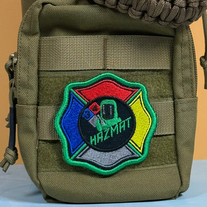Fire Department Hazardous Materials Team HAZMAT Morale Patch, 3" | Made in USA | VELCRO® Brand Hook Backing - LoneStar Adhesive