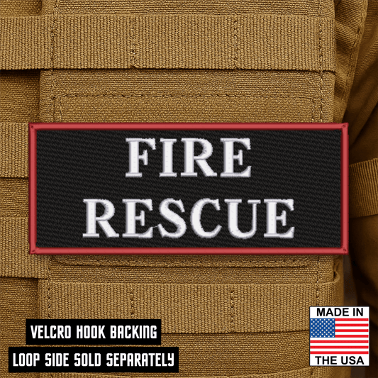 Fire Rescue ID Plate Carrier Patch 2.5" x 6" Hook & Loop | Made in USA - LoneStar Adhesive