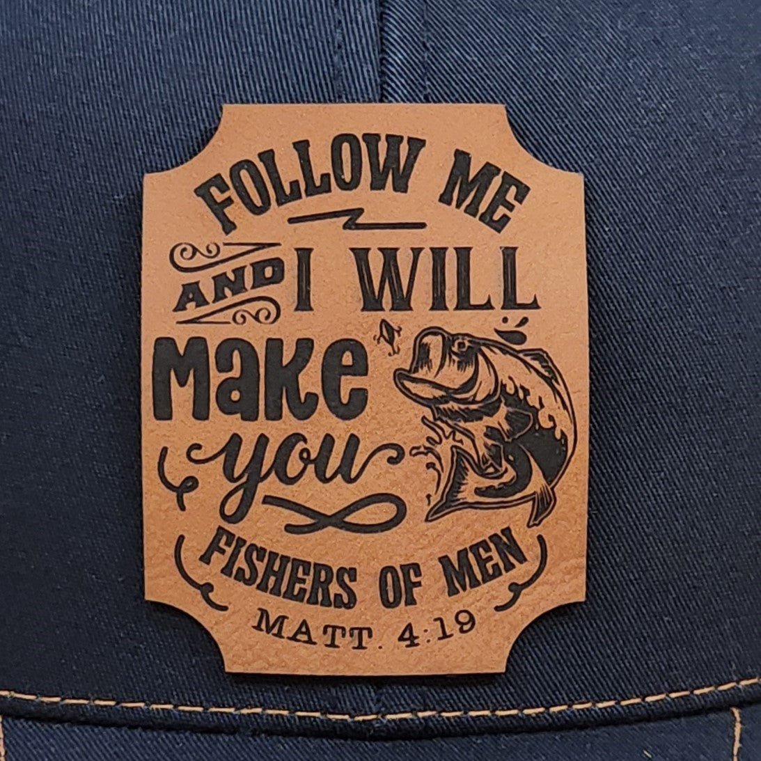 Fishers of Men Engraved Leatherette Hat Patch - MR01 - LoneStar Adhesive