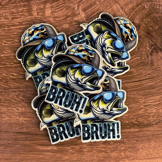 Fishing BRUH | UV Printed Leather Hat Patch - LoneStar Adhesive