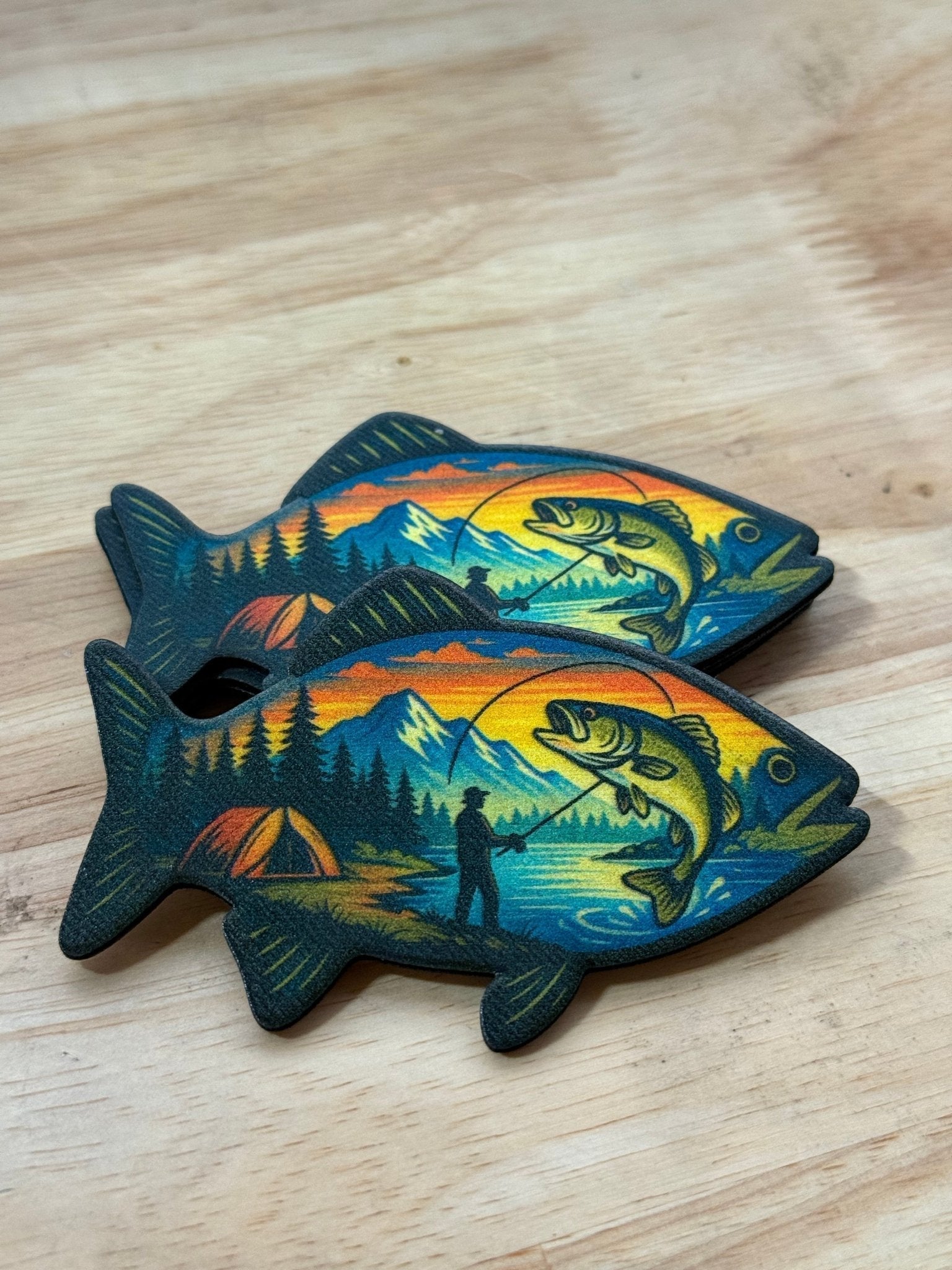 Fishing Silhouette UV Printed Hat Patch - LoneStar Adhesive