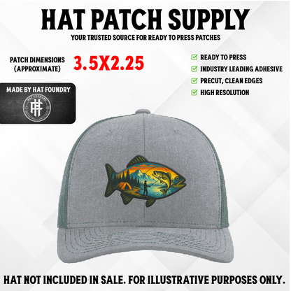 Fishing Silhouette UV Printed Hat Patch - LoneStar Adhesive
