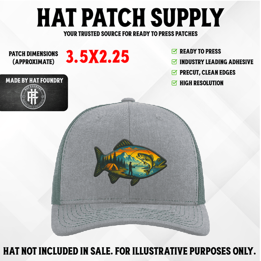 Fishing Silhouette UV Printed Hat Patch - LoneStar Adhesive