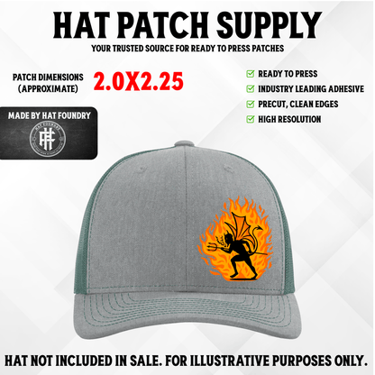 Flame Demon Halloween Hat Patch - LoneStar Adhesive