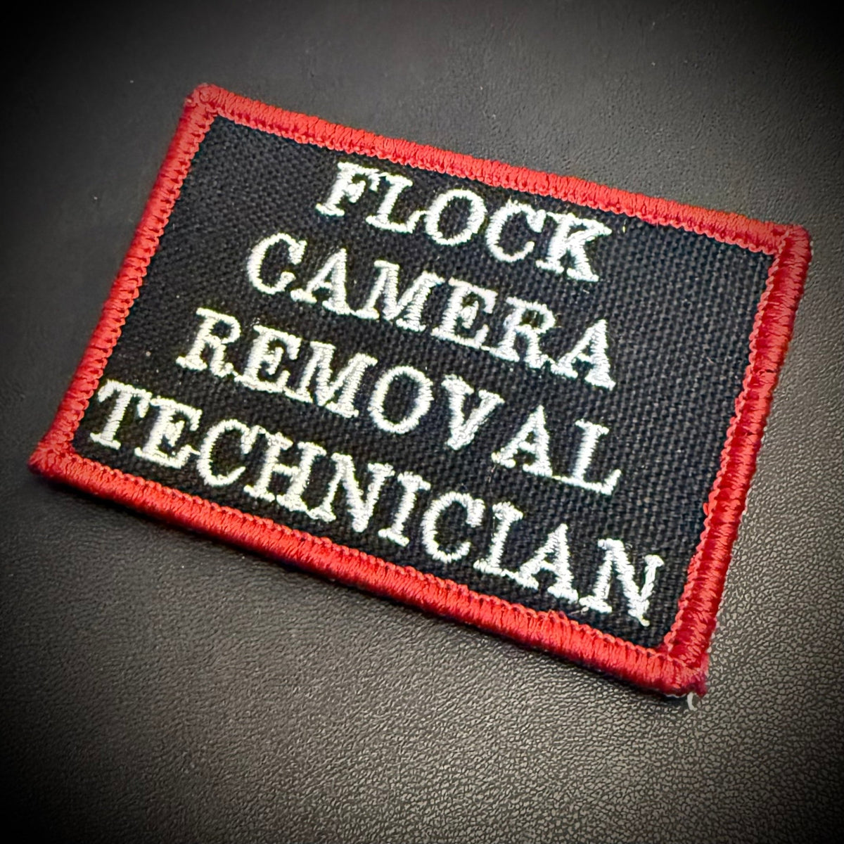 Flock Camera Removal Technician Funny Embroidered Morale Patch, 2x3" | VELCRO® Brand Hook Backing - #LoneStar Adhesive#