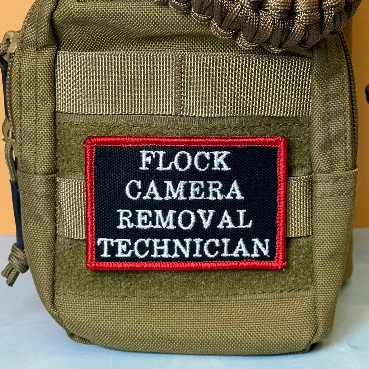 Flock Camera Removal Technician Funny Morale Patch, 2x3" | Made in USA | VELCRO® Brand Hook Backing - #LoneStar Adhesive#