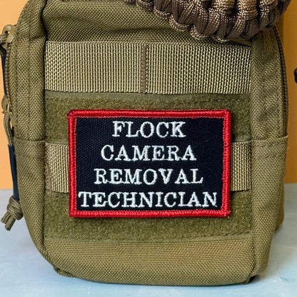Flock Camera Removal Technician Funny Morale Patch, 2x3" | Made in USA | VELCRO® Brand Hook Backing - #LoneStar Adhesive#
