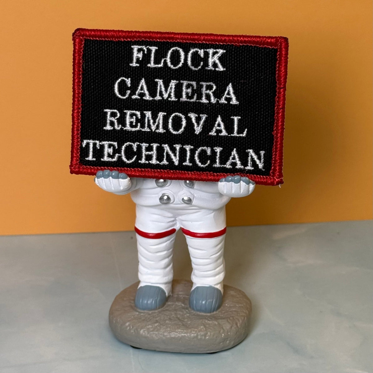 Flock Camera Removal Technician Funny Morale Patch, 2x3" | Made in USA | VELCRO® Brand Hook Backing - #LoneStar Adhesive#