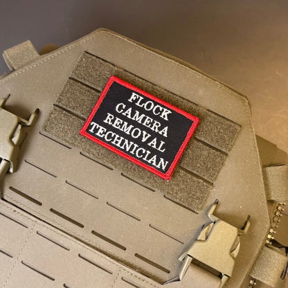 Flock Camera Removal Technician Funny Morale Patch, 2x3" | Made in USA | VELCRO® Brand Hook Backing - #LoneStar Adhesive#
