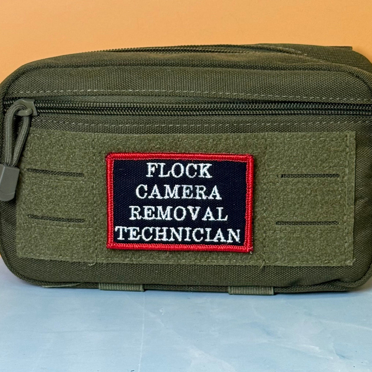 Flock Camera Removal Technician Funny Morale Patch, 2x3" | Made in USA | VELCRO® Brand Hook Backing - #LoneStar Adhesive#